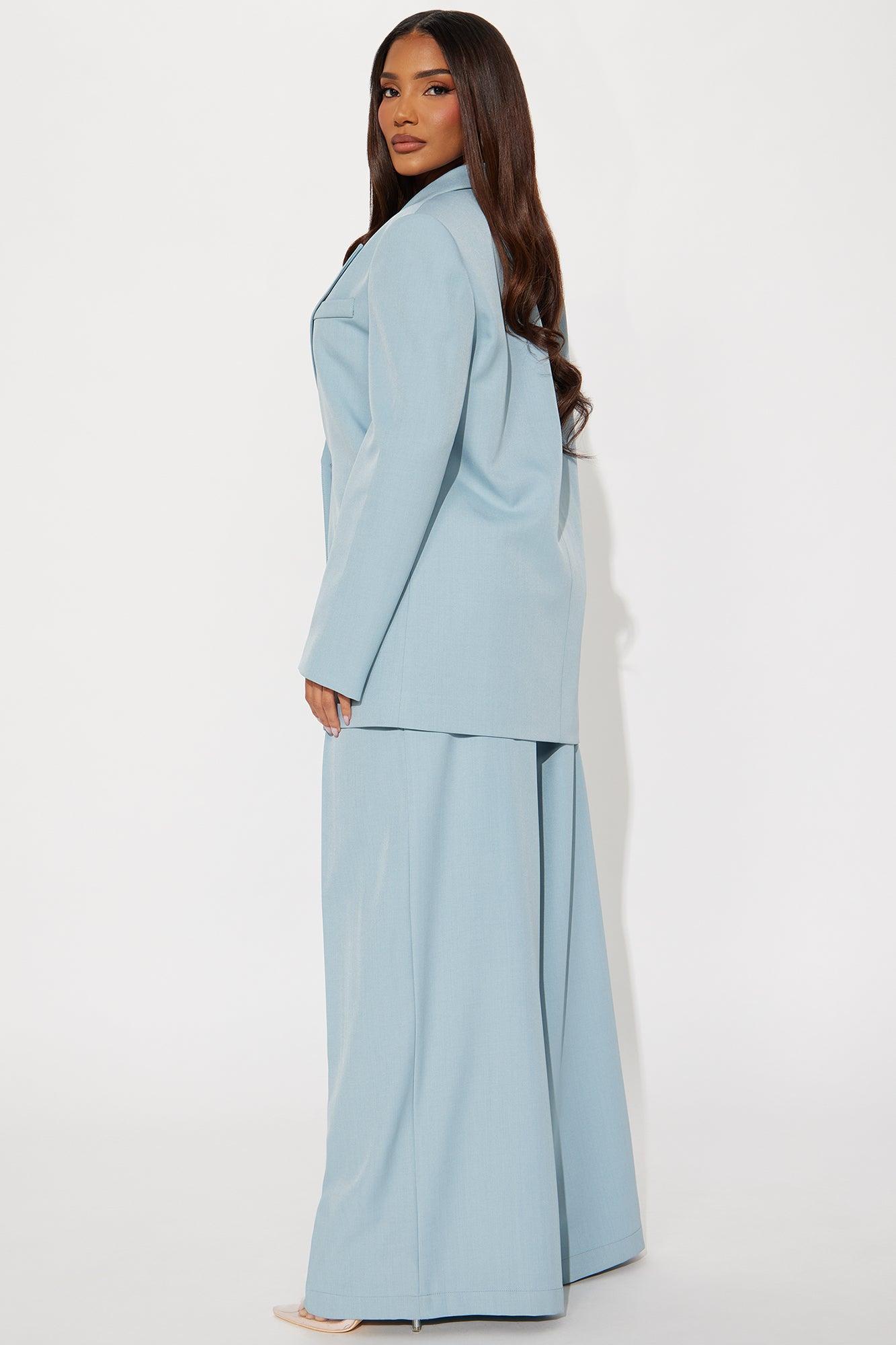 Posh Blazer Pant Set - Light Blue Product Image