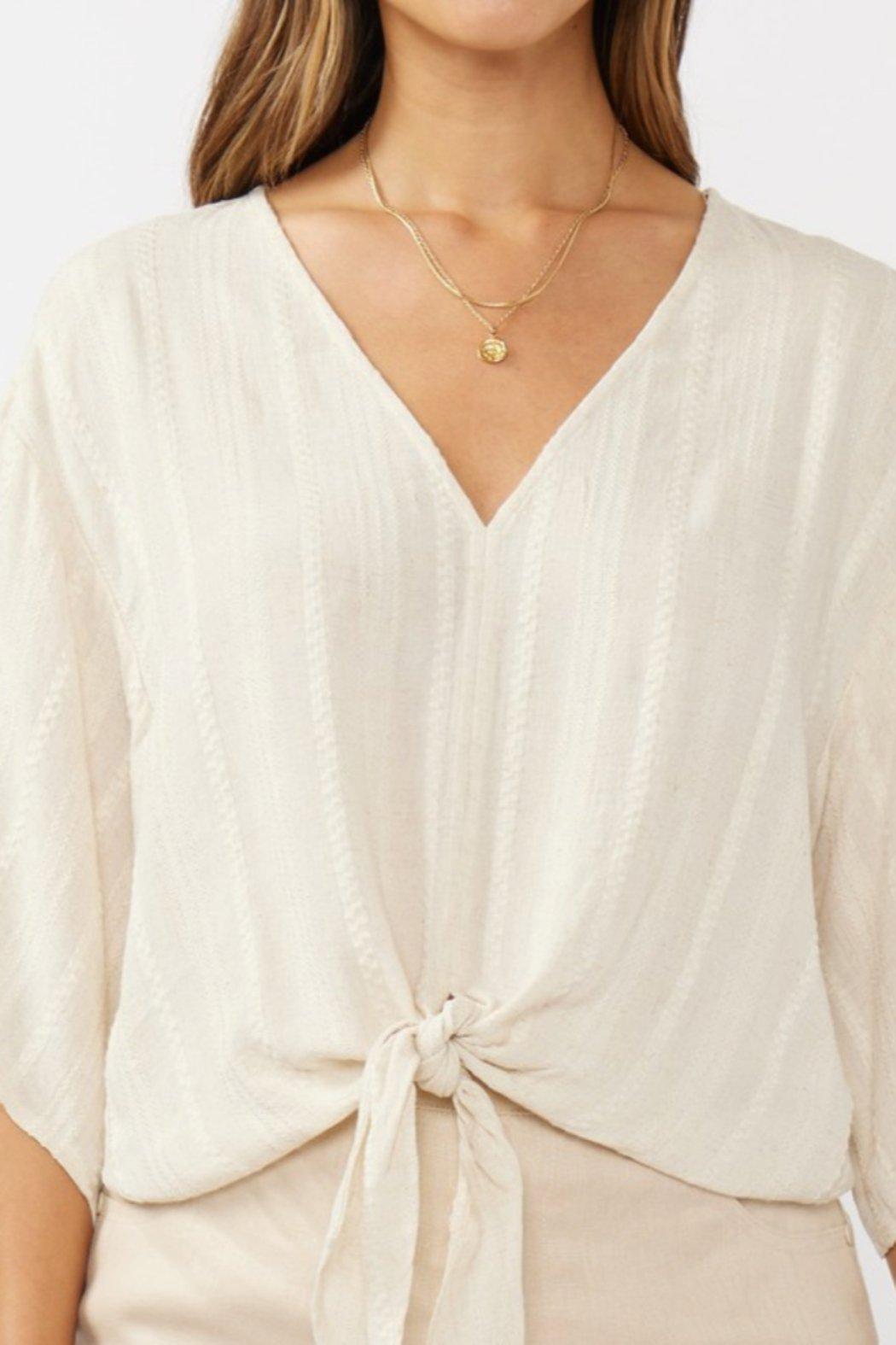 V Neck Tie Front Blouse Product Image