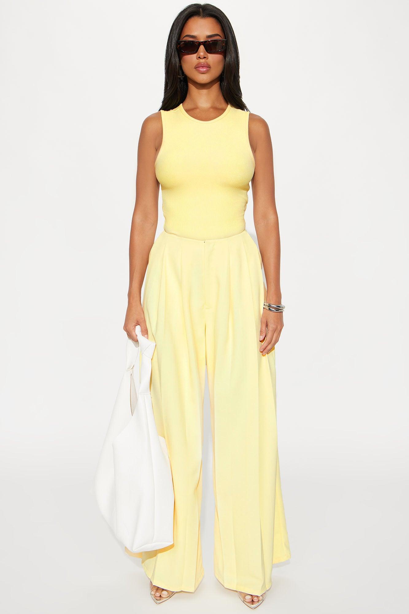 Erica Ribbed Cut Out Top - Butter Yellow Product Image