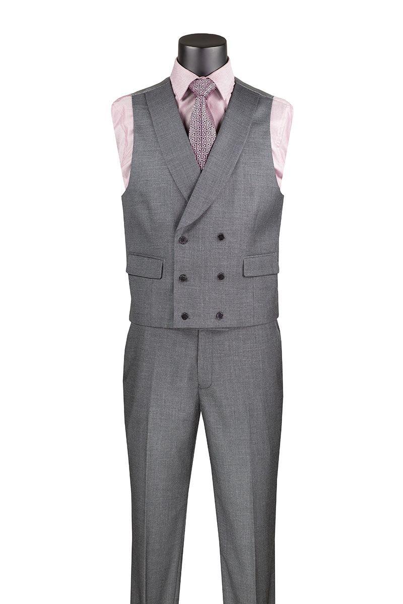 Charcoal Modern Fit 3 Piece Suit with Vest and Adjustable Waist Band Pants Product Image