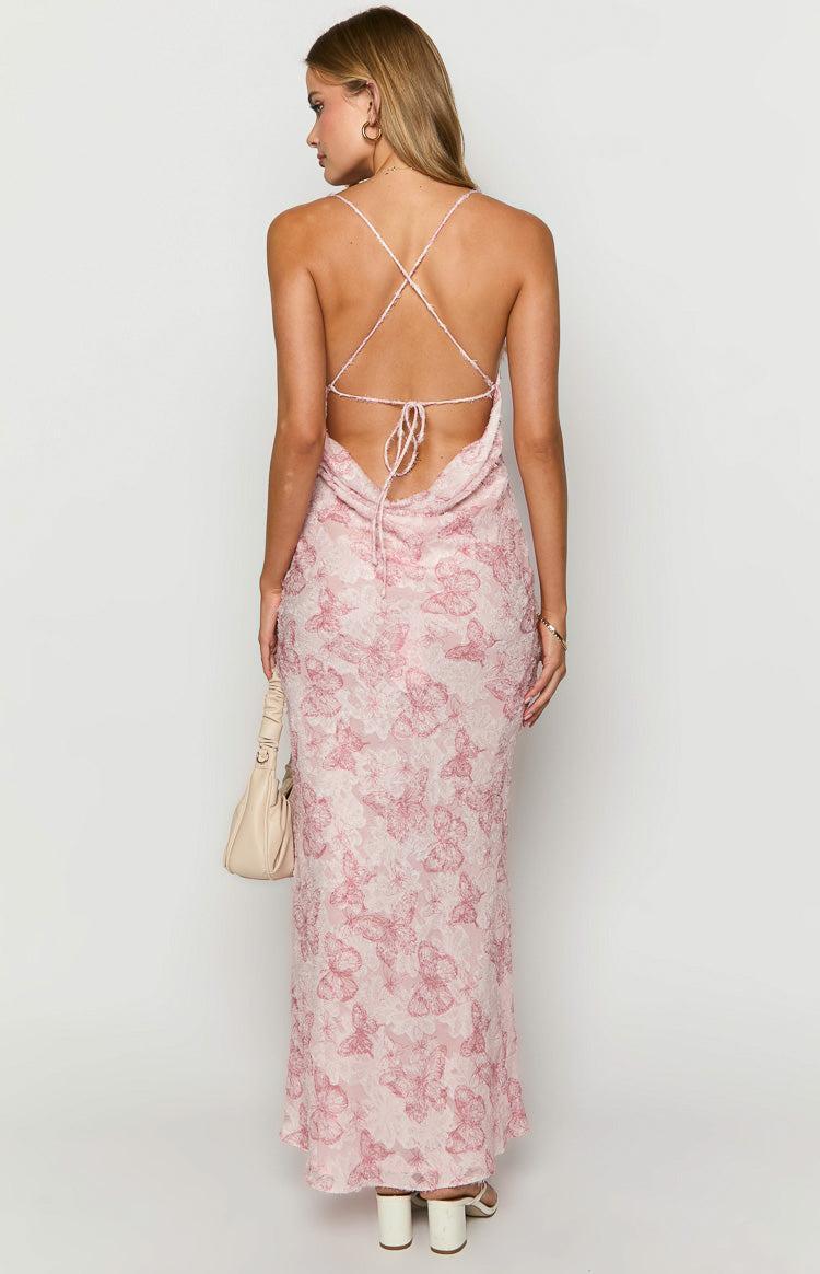 Valentina Pink Butterfly Maxi Dress Product Image