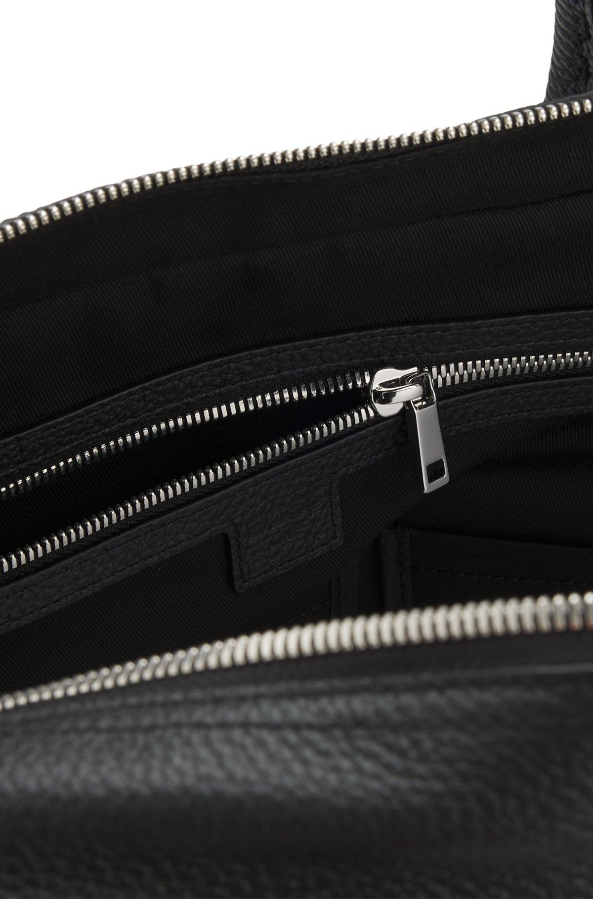 BOSS - Grained leather holdall with logo keyholder - Black Product Image