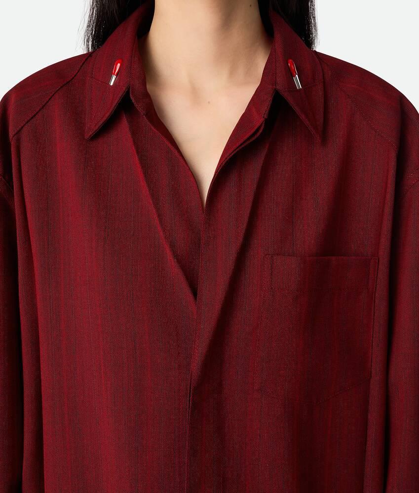 Women's Wool Subtle Stripe Shirt in Red/grey melange Product Image