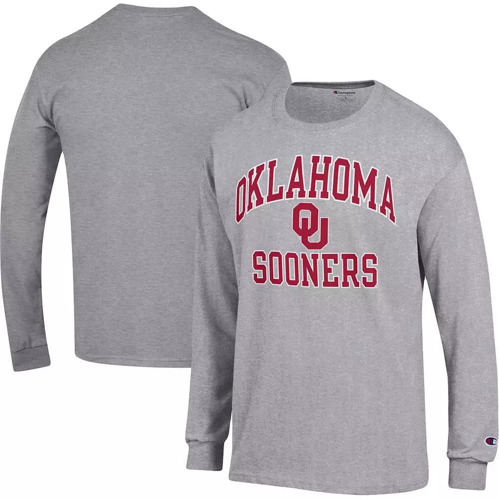 Men's Champion Heather Gray Oklahoma Sooners High Motor Long Sleeve T-Shirt,  Product Image