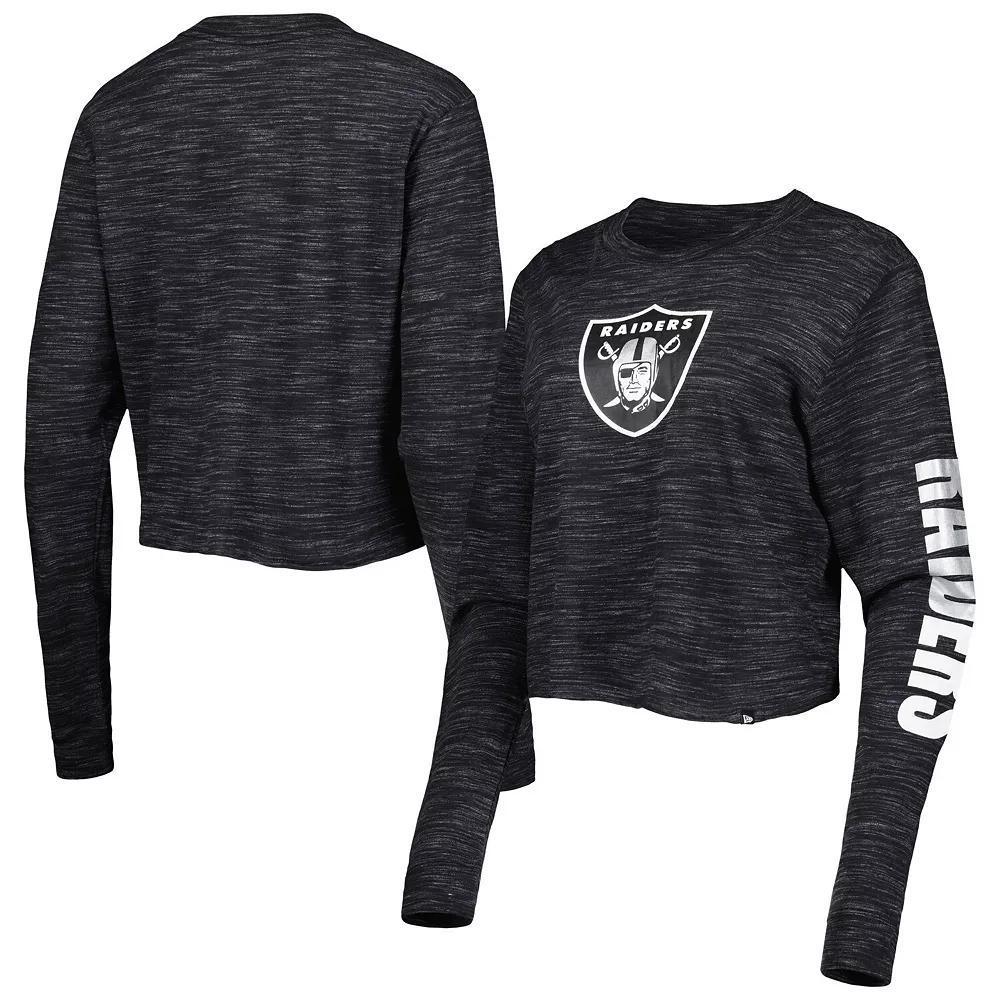 Women's New Era Black Las Vegas Raiders Crop Long Sleeve T-Shirt,  Product Image