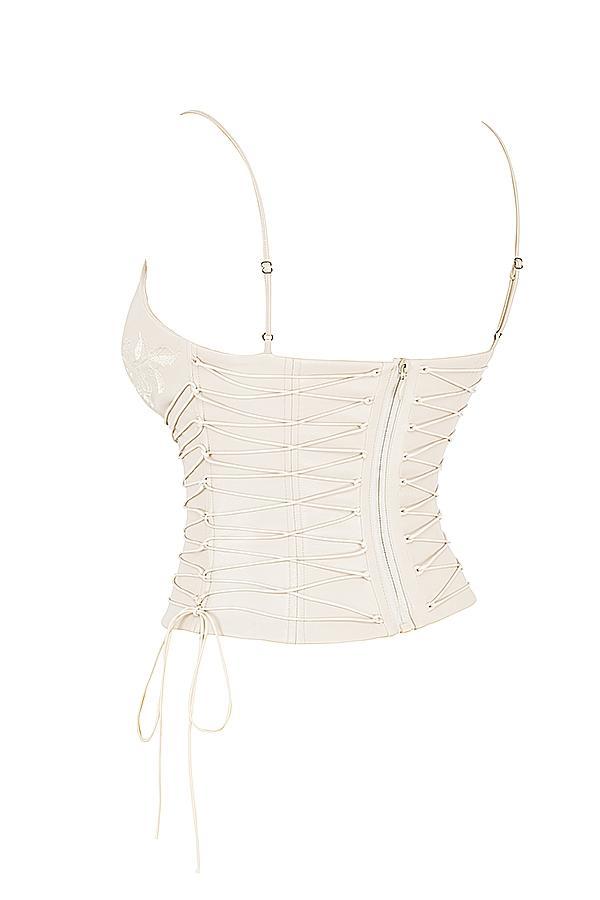 Antonella Off White Vegan Leather Corset Product Image