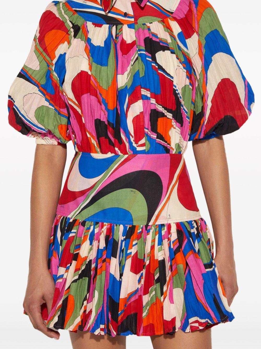 abstract print gathered minidress Product Image