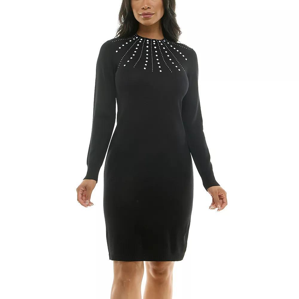 Women's Nina Leonard Pearl Accent Dress, Size: Small, Deep Red Product Image