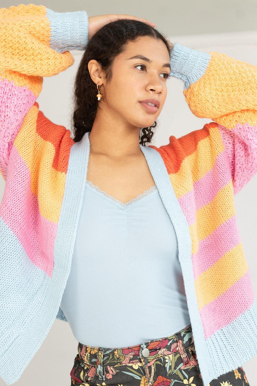 Colorblock Open Cardigan Product Image