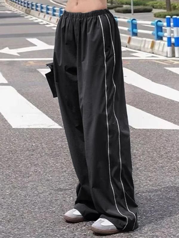 Piping Detail Wide Leg Track Pants Product Image