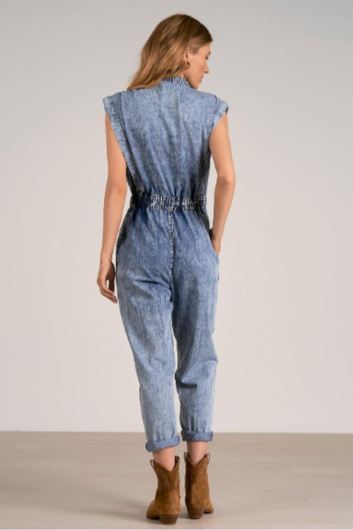 SLEEVELESS DENIM JUMPSUIT Product Image