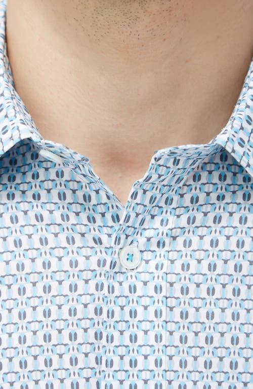 BUGATCHI Julian Shaped Fit Stretch Print Button-up Shirt In Air Blue Product Image