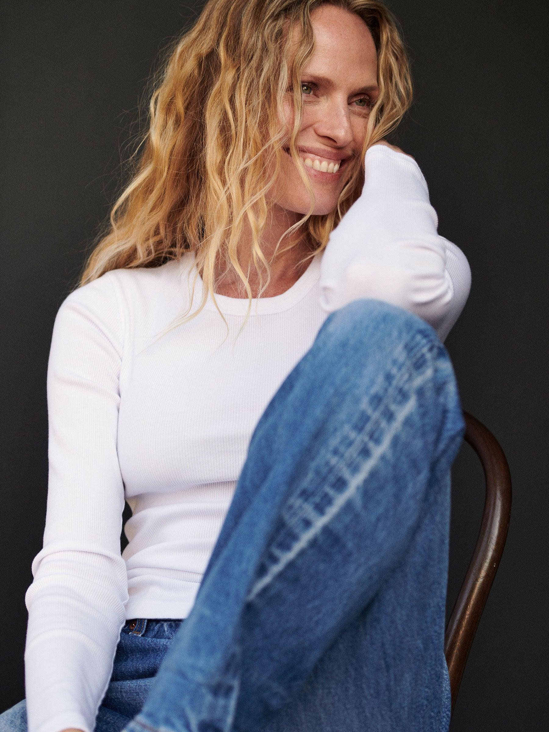 White Surplus Rib L/S Crew Product Image