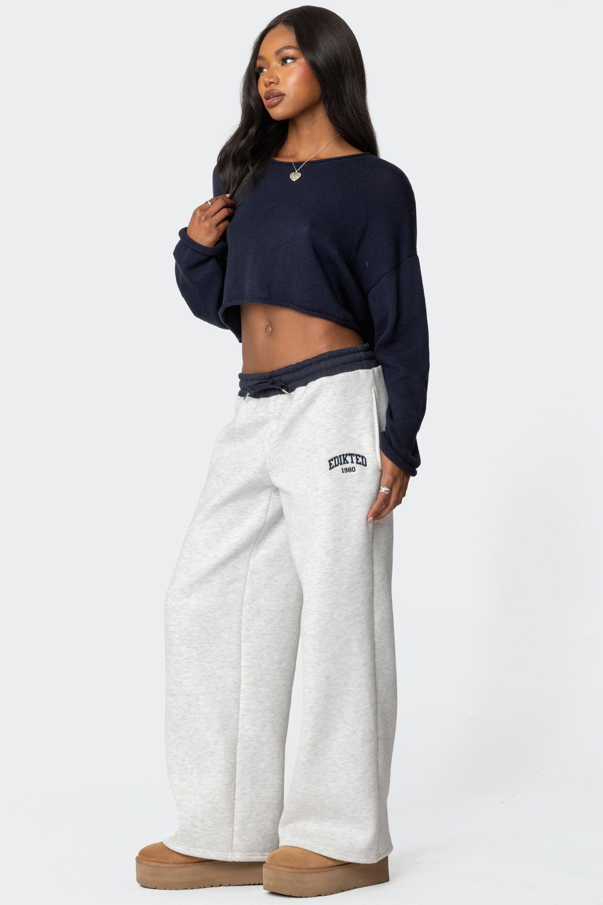 Edikted Contrast Embroidered Sweatpants Product Image