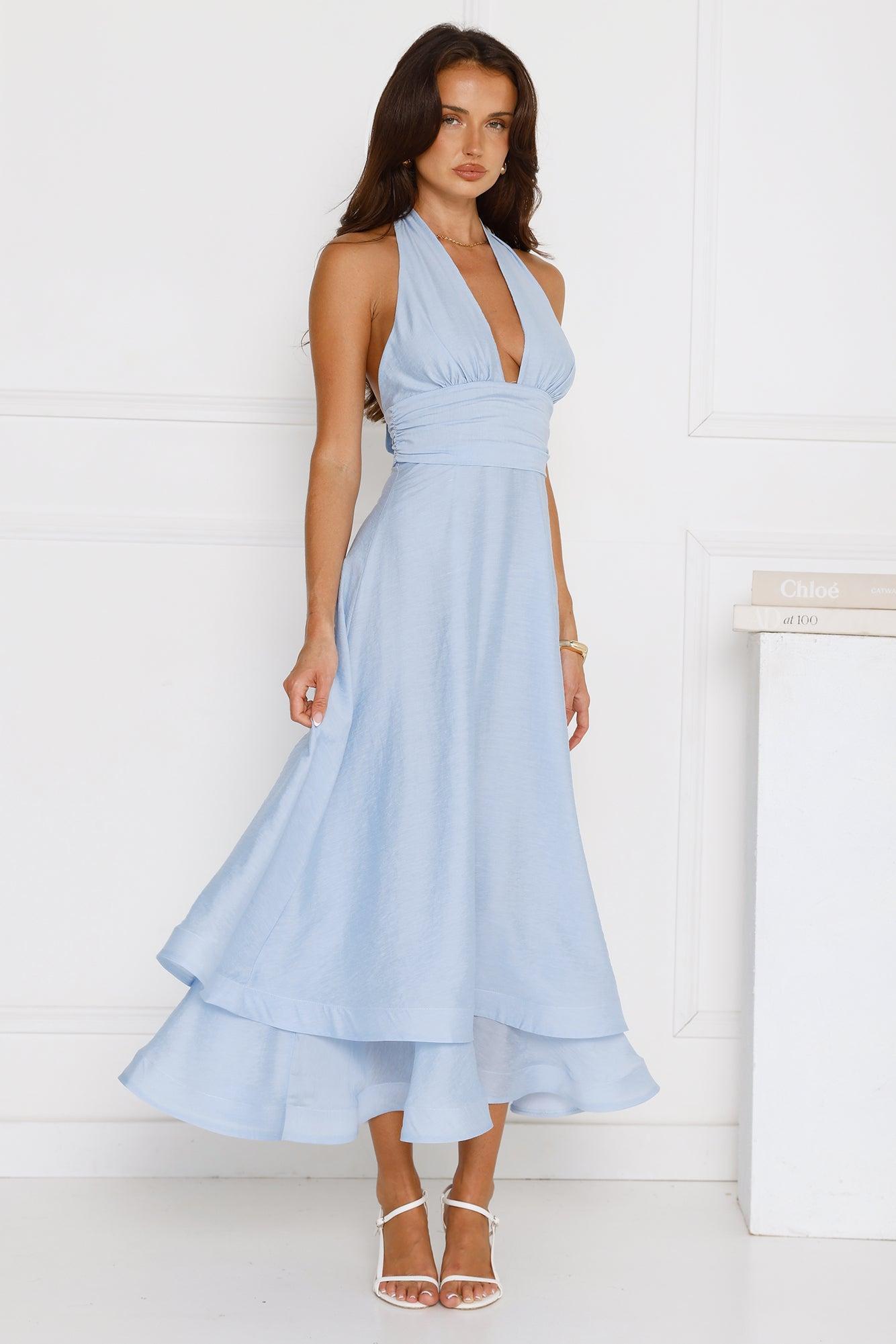 Opal Glow Halter Maxi Dress Blue Product Image
