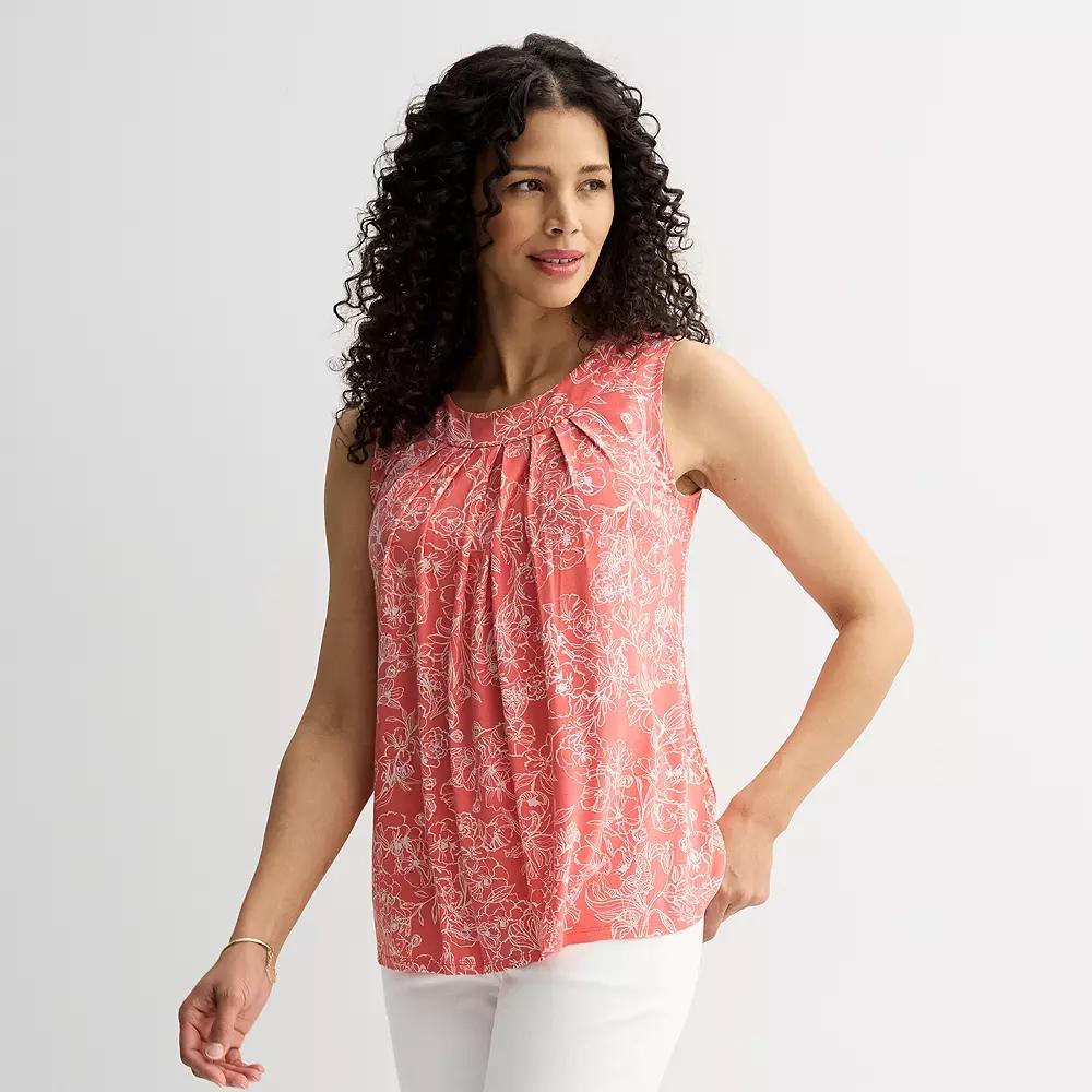 Women's Croft & Barrow® Pleated Tank Top, Size: XL, Pink Garden Floral Product Image