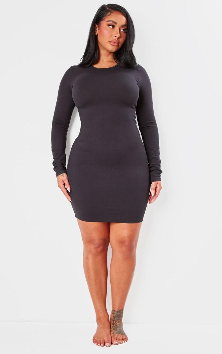 Shape Black Sculpted Long Sleeve Bodycon Dress Product Image