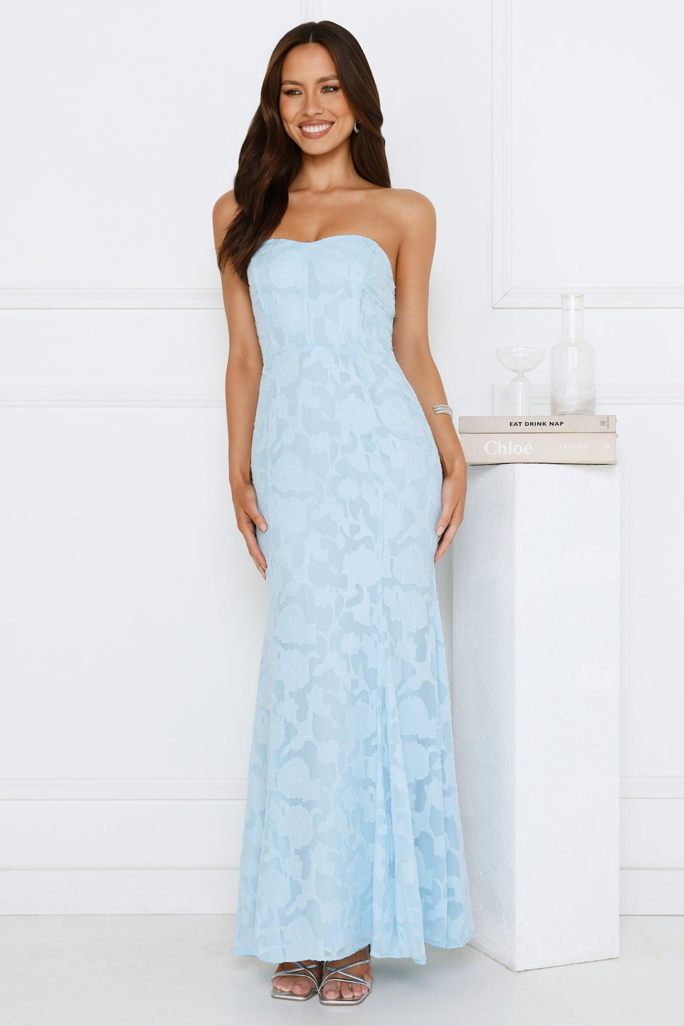 Sea Kissed Strapless Maxi Dress Blue Product Image
