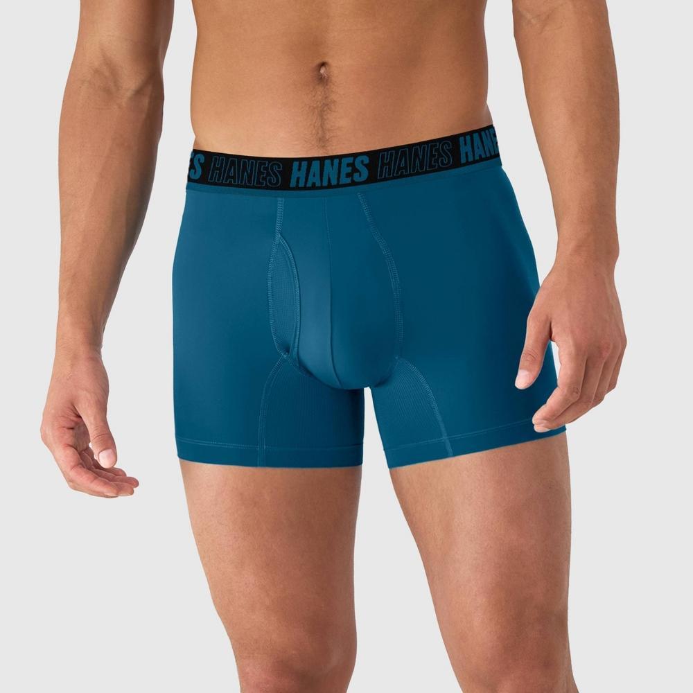 Hanes Moves Premium Mens Anti-Chafe X-Temp Trunks 2pk - Blue/Black Product Image