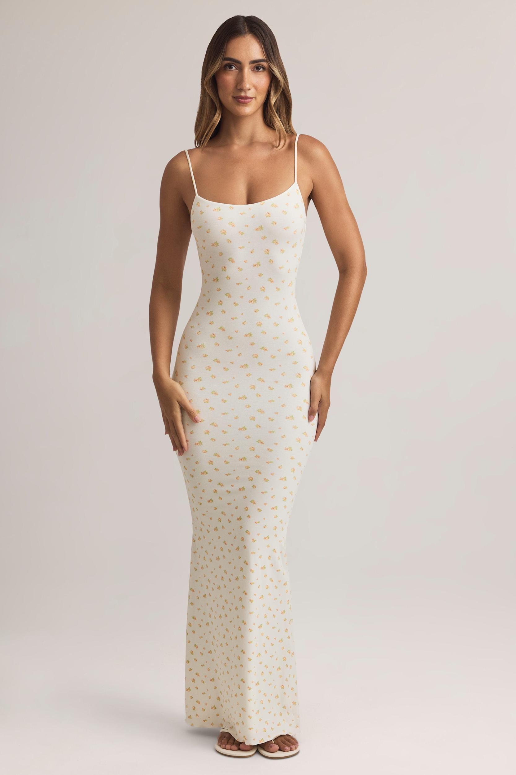 Modal Scoop-Neck Maxi Dress in Floral Print Product Image
