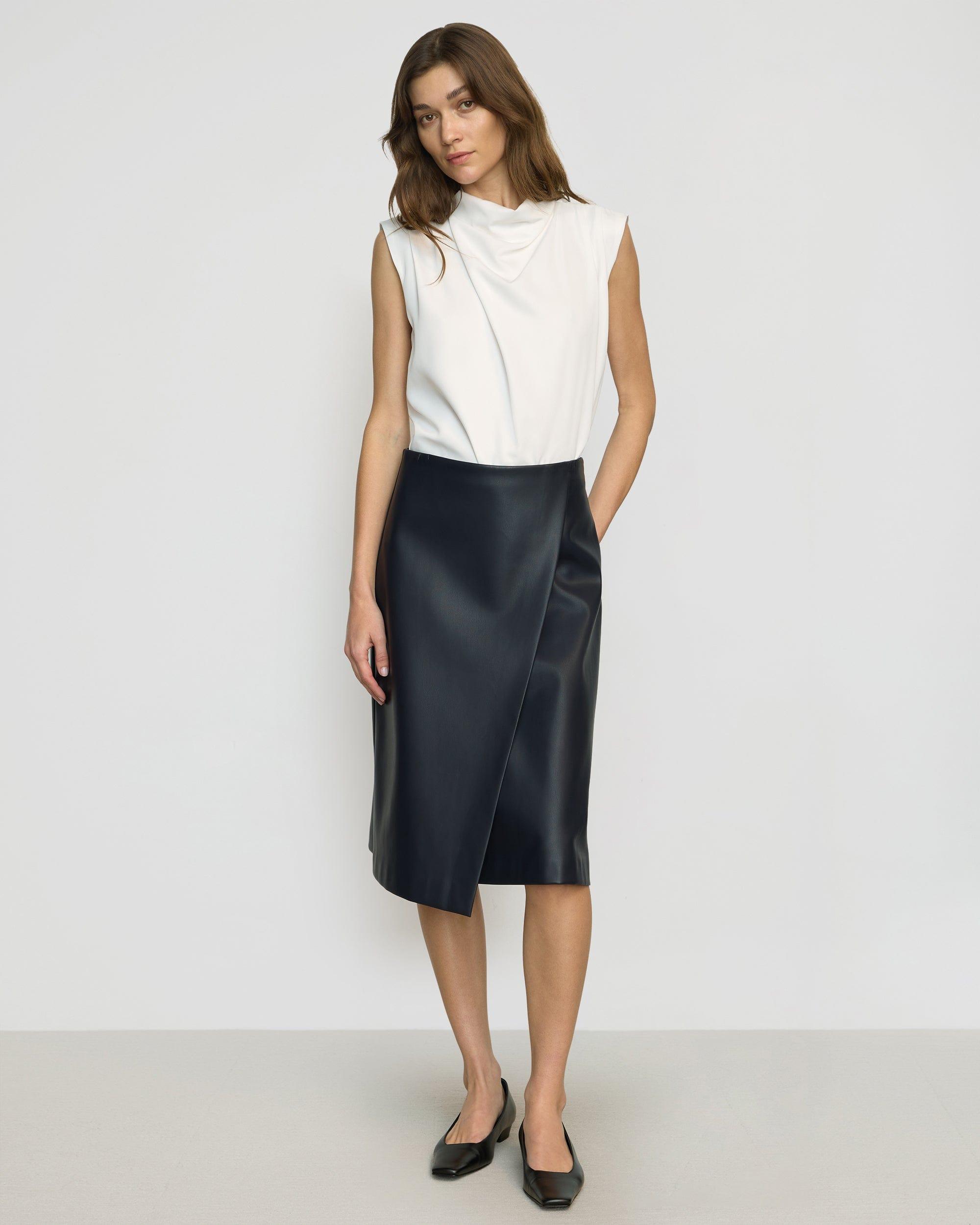 Alba Asymmetric Vegan Leather Skirt Product Image