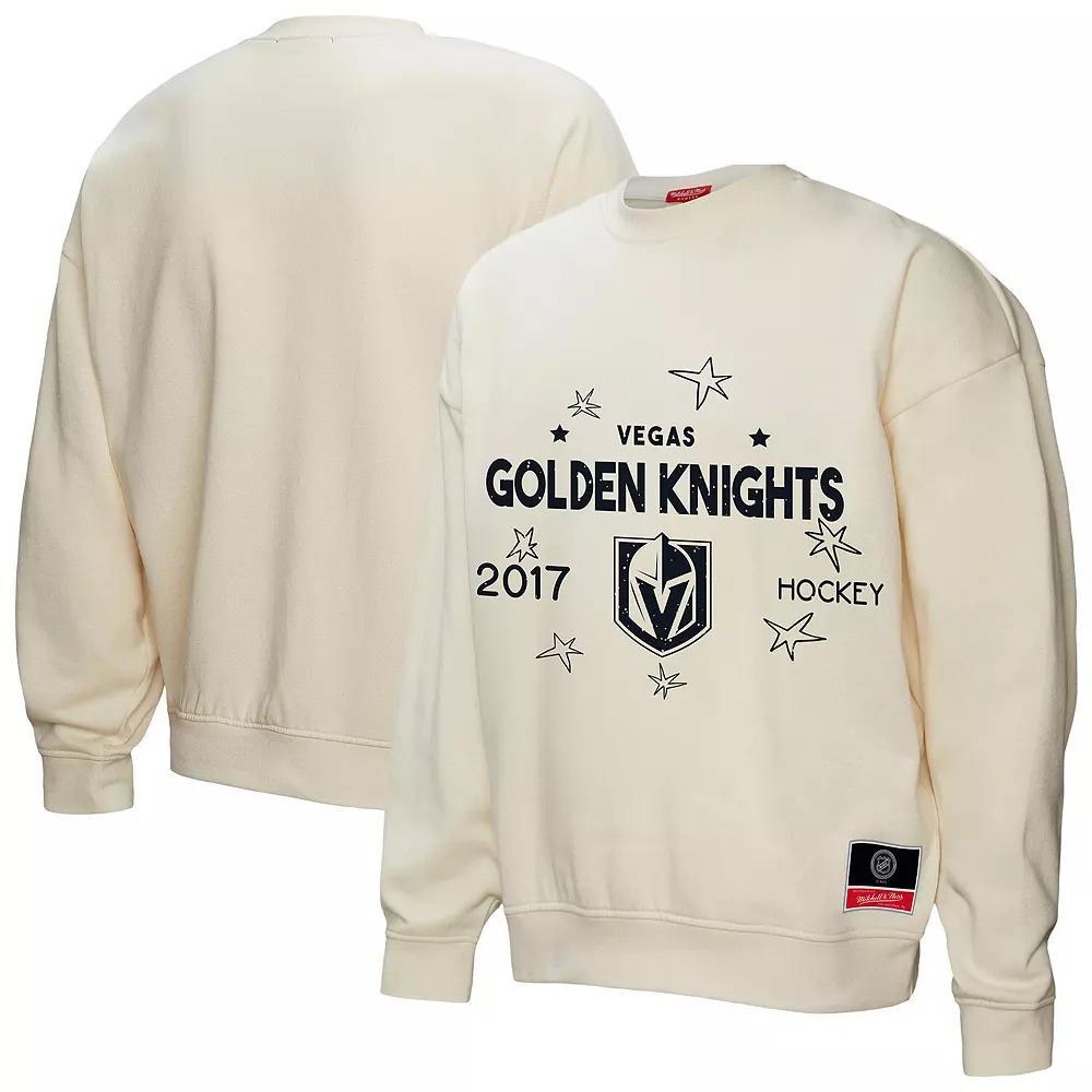 Women's Mitchell & Ness  Cream Vegas Golden Knights Logo 3.0 Pullover Sweatshirt, Size: Medium, Lvk Beige Product Image