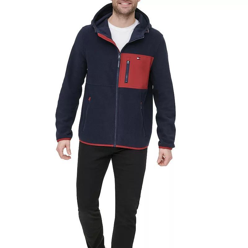 Men's Tommy Hilfiger Fleece Hooded Jacket, Size: Medium, Black Gray Product Image