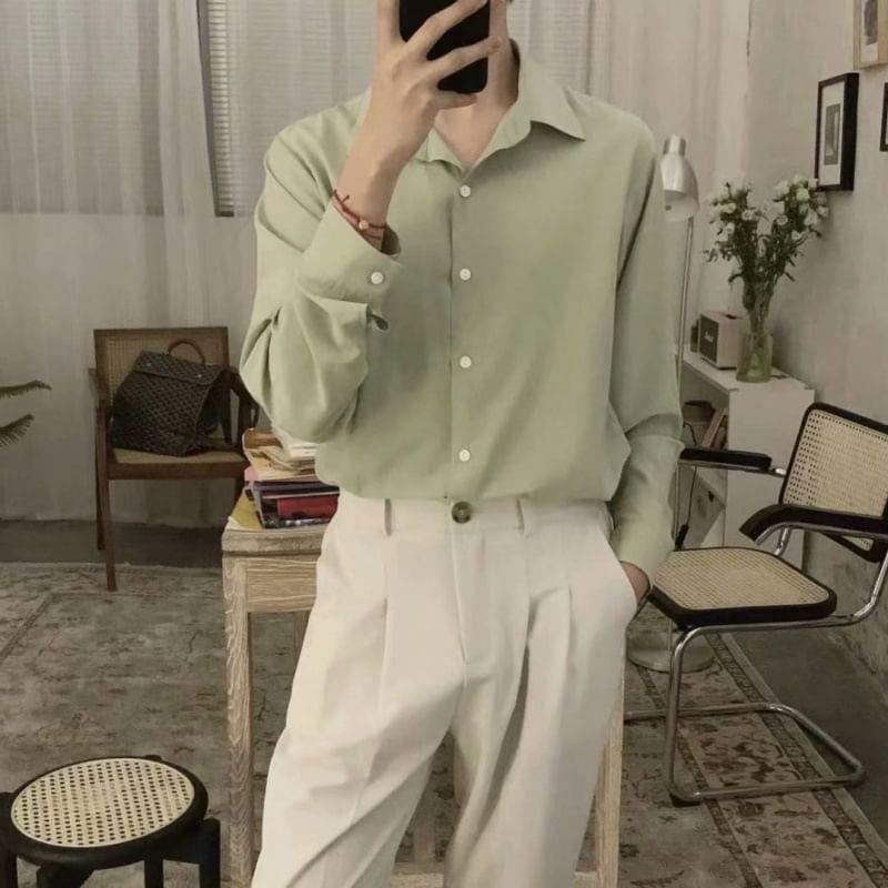 Long-Sleeve Plain Shirt Product Image