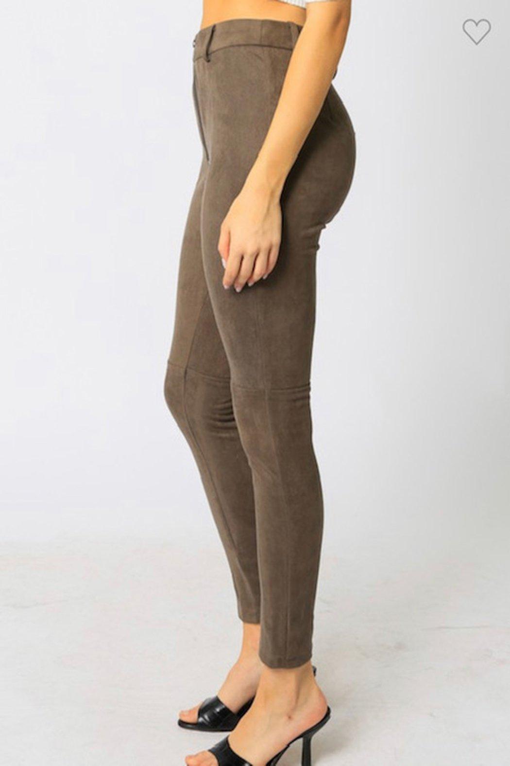 Olive Suede Pants Product Image