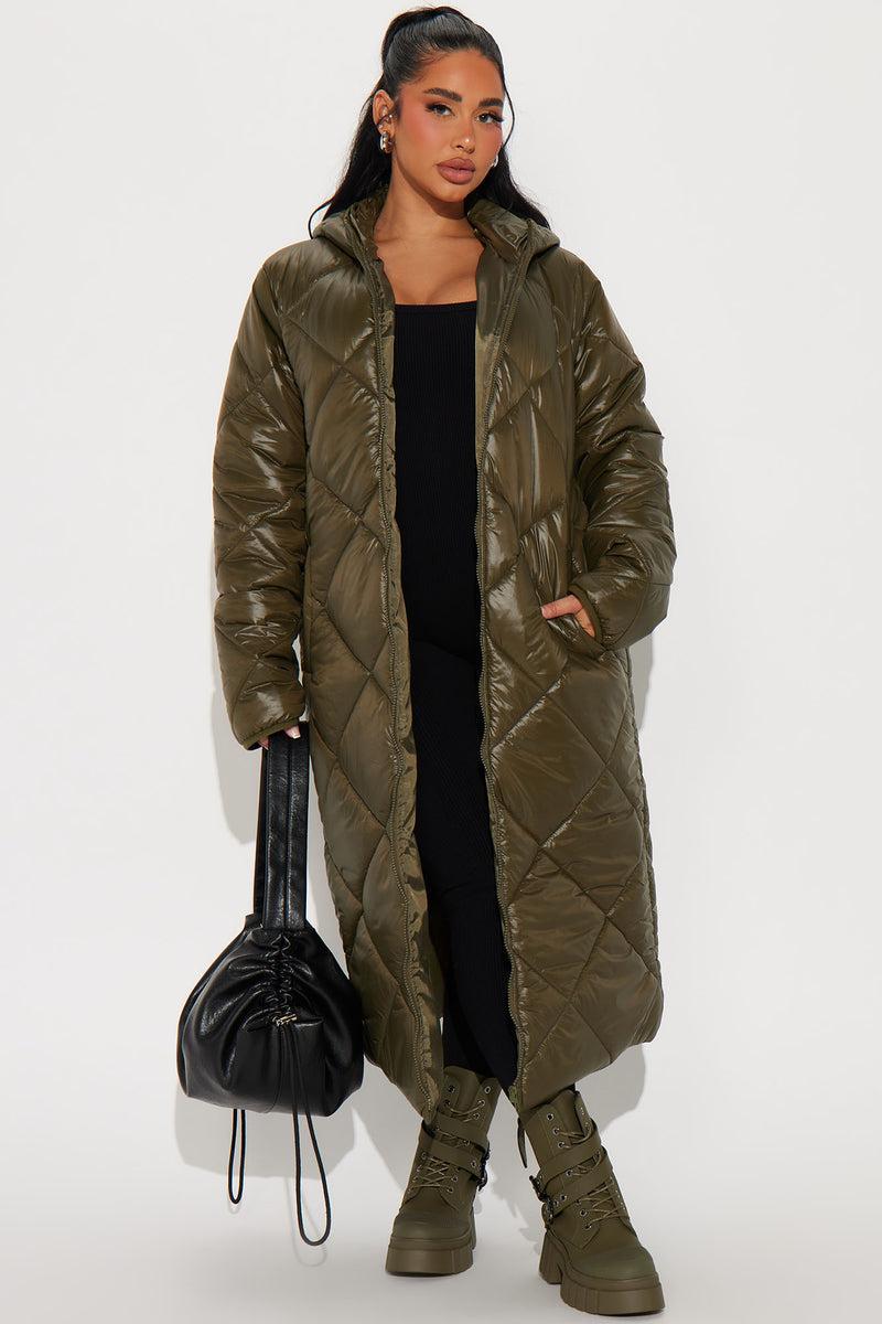 Everyday Swag Long Puffer - Olive Product Image