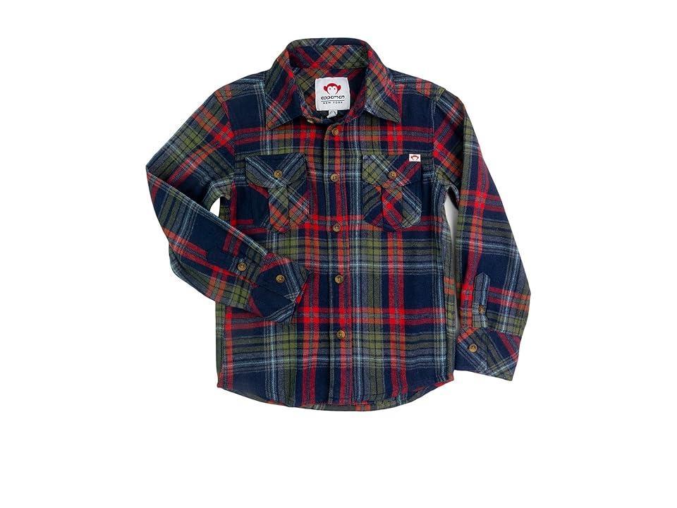 Appaman Kids Flannel Shirt (Toddler/Little Kids/Big Kids) (Navy Plaid) Men's Clothing Product Image