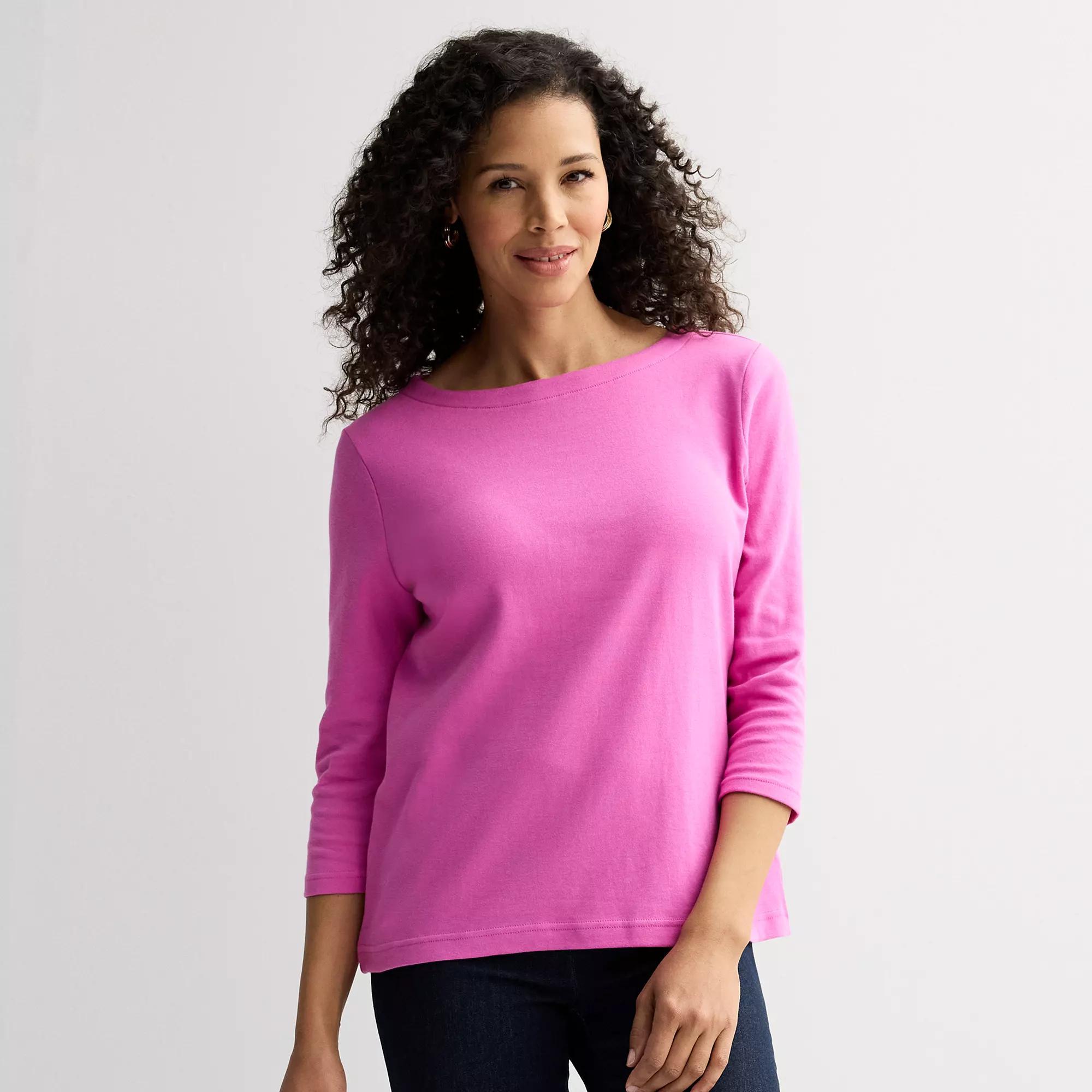 Women's Croft & Barrow® Boatneck Top, Size: XL, Pink Emporium Product Image