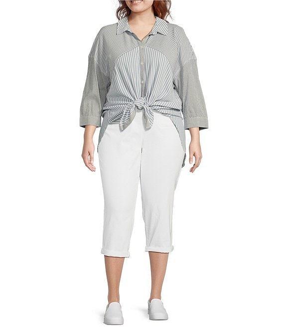 Westbound Plus Size Point Collar Button Front Long Sleeve Shirt Product Image