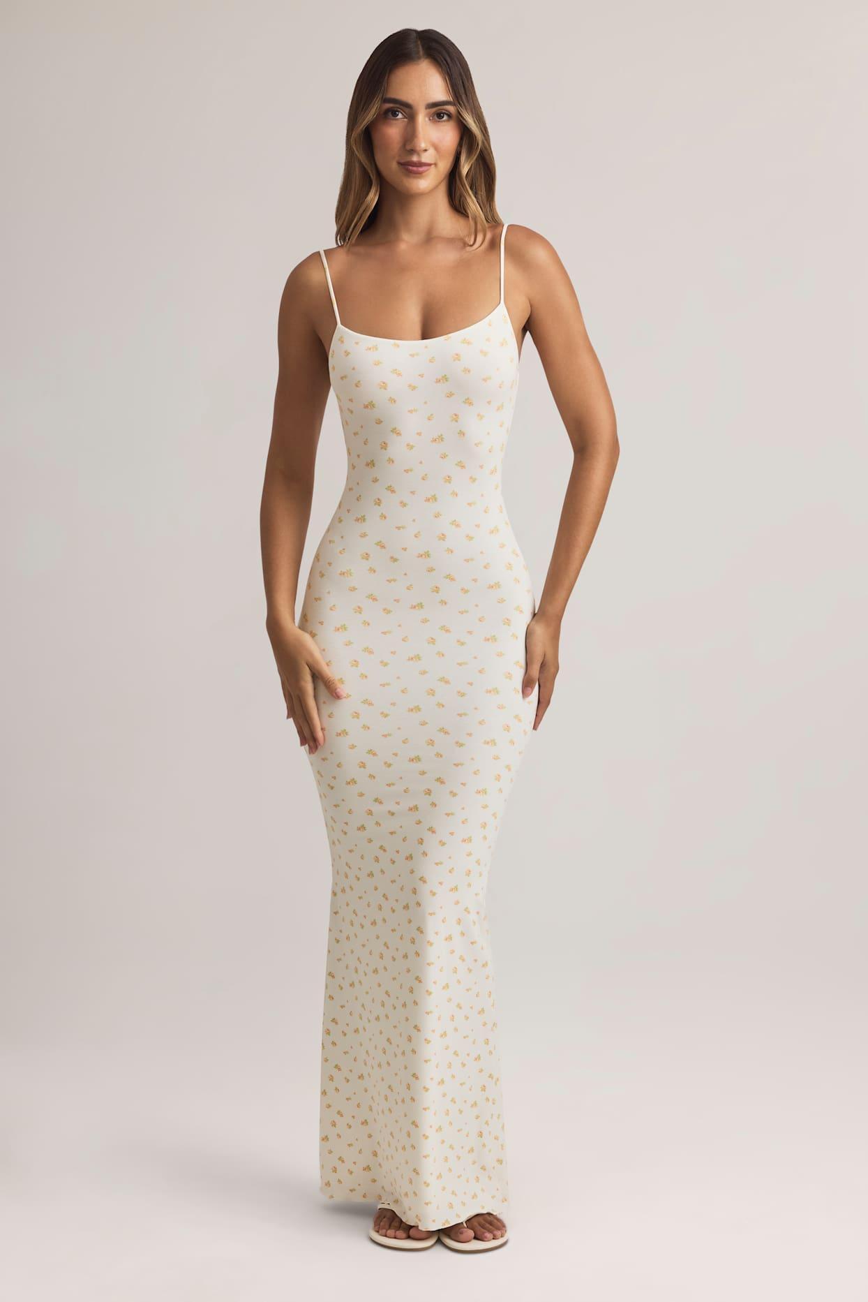 Modal Scoop-Neck Maxi Dress in Floral Print Product Image