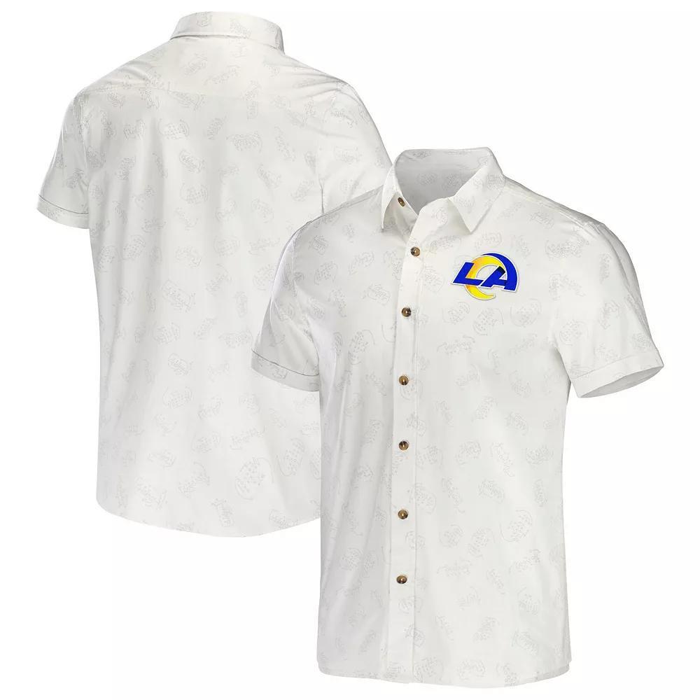 Men's NFL x Darius Rucker Collection by Fanatics White Los Angeles Rams Woven Button-Up T-Shirt, Size: Medium Product Image