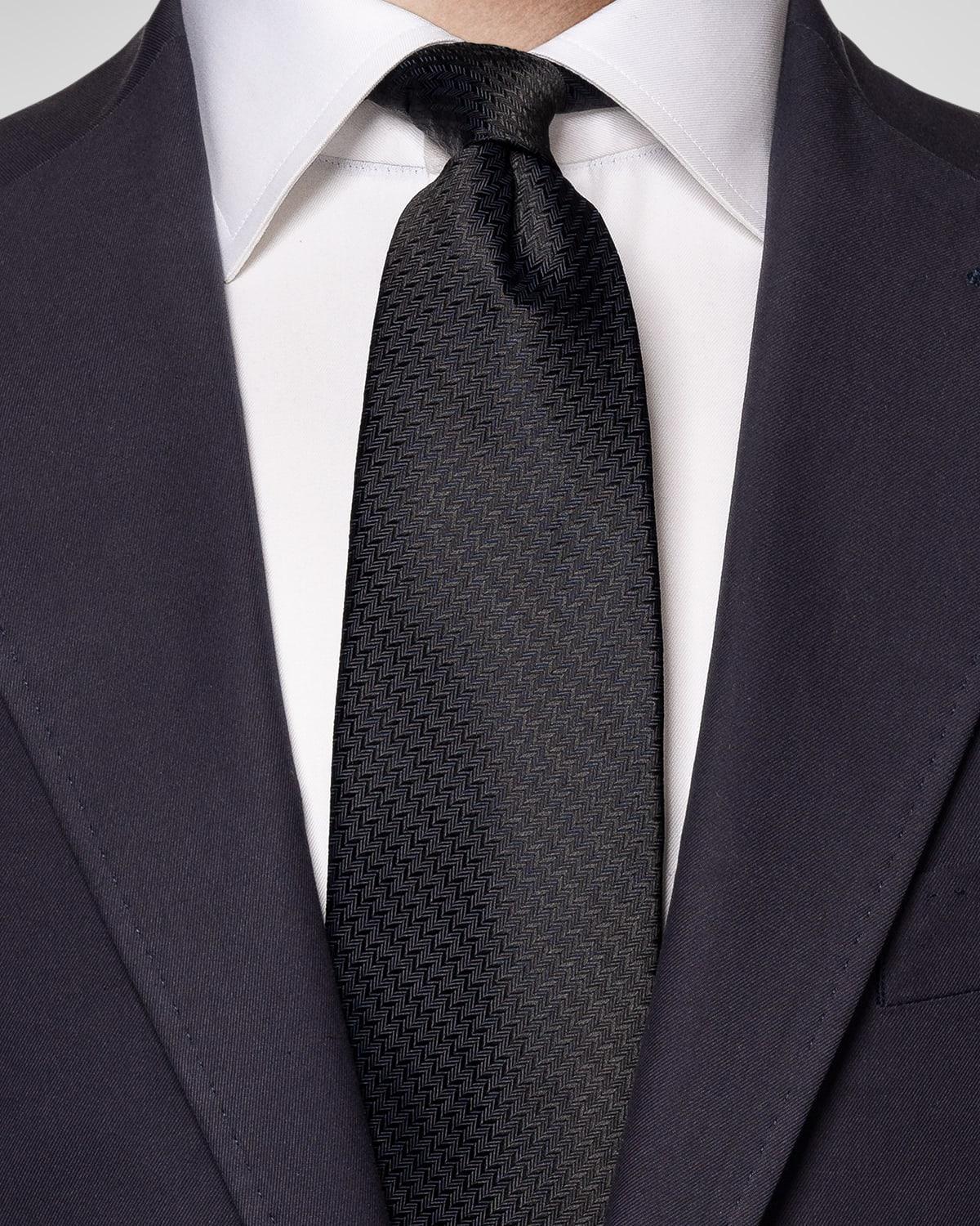 Mens Tonal Zigzag Silk Tie Product Image