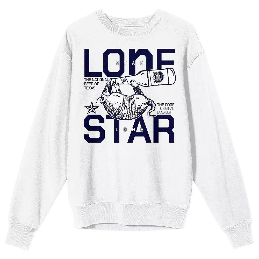 Men's Lone Star Beer Armadillo Drinking Long Sleeve Graphic Tee, Size: XXL, White Product Image