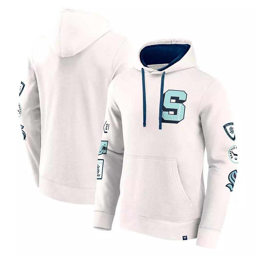 Men's Fanatics White Seattle Kraken Letterman Fleece Pullover Hoodie,  Product Image