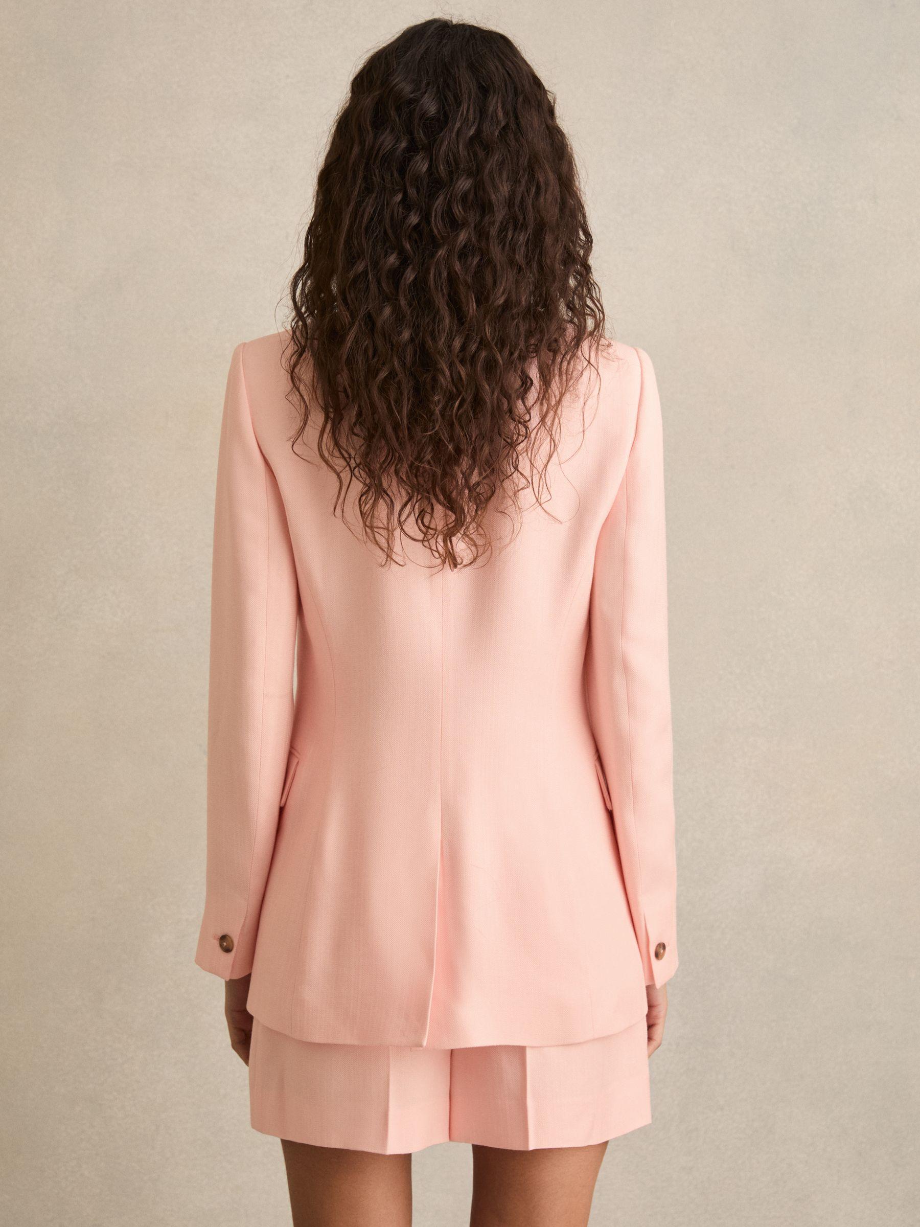 Petite Double-Breasted Peak-Lapel Suit Jacket in Pink Product Image