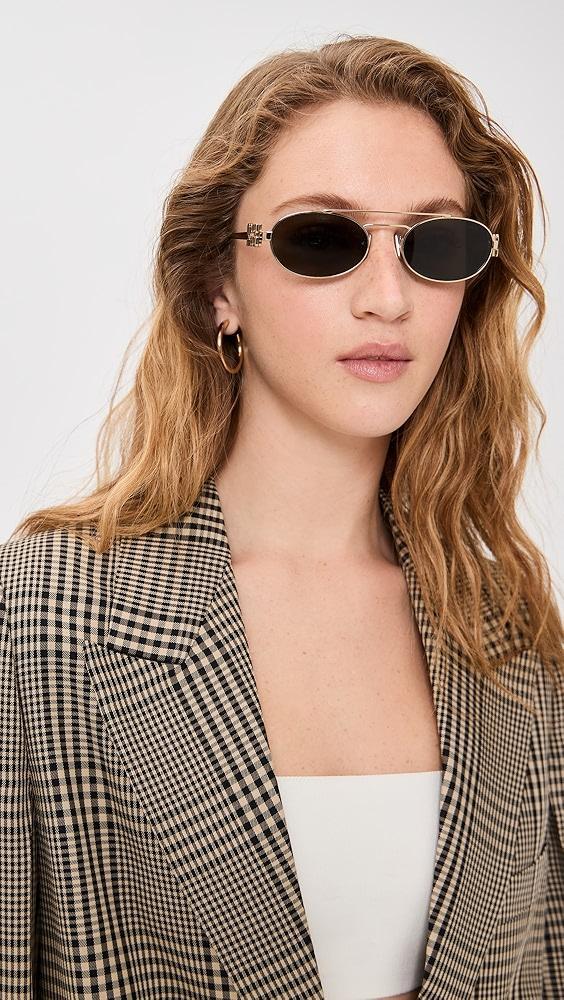 Miu Miu 54ZS Logo Oval Sunglasses | Shopbop Product Image