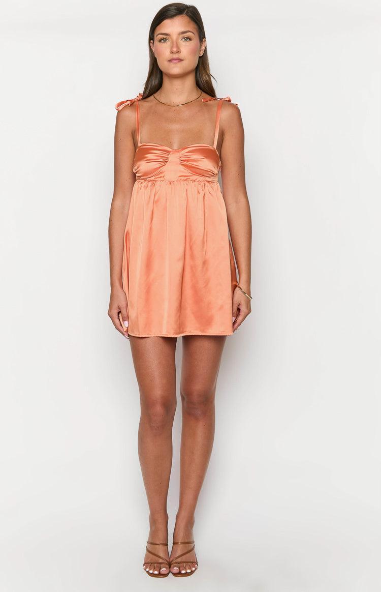 Sammie Orange Satin Mini Dress Product Image