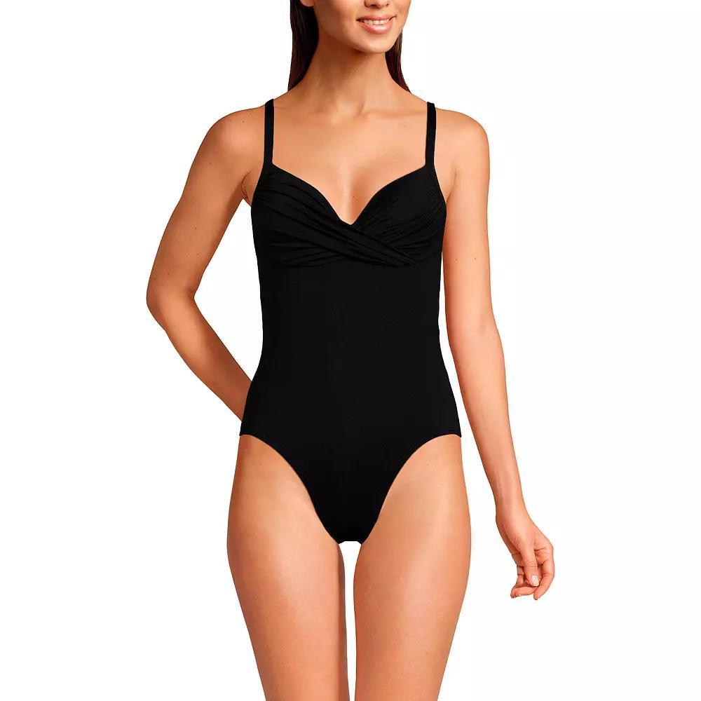 Women's Lands' End Draped Sweetheart Neck High Leg One Piece Swimsuit,  Product Image