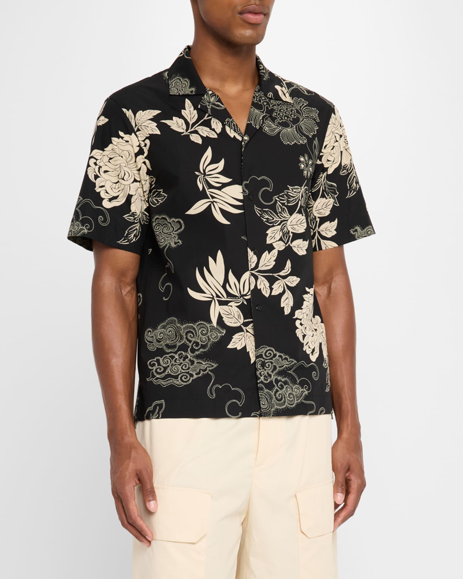 Men's Leaf-Print Camp Shirt Product Image