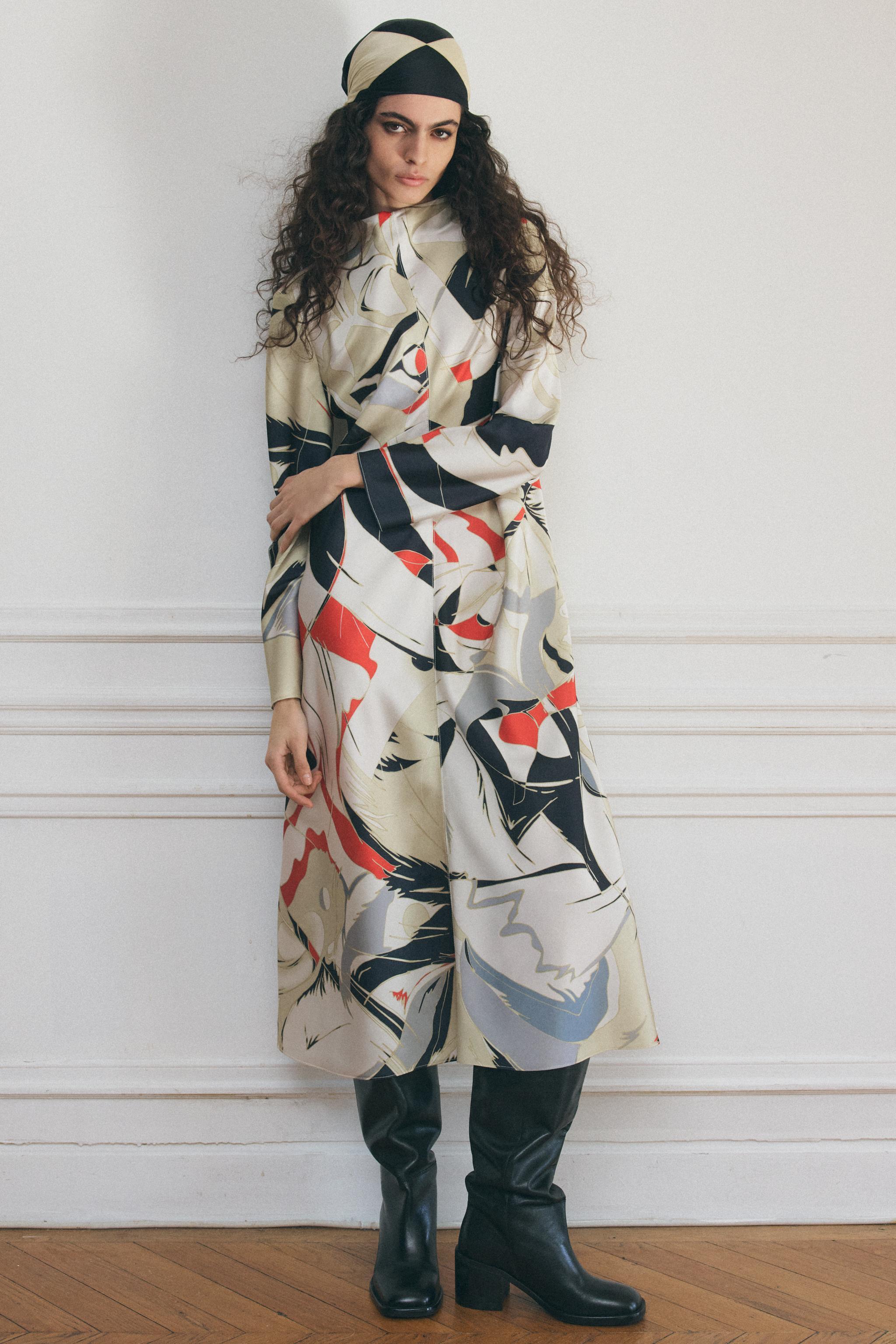 PRINTED MIDI DRESS ZW COLLECTION Product Image