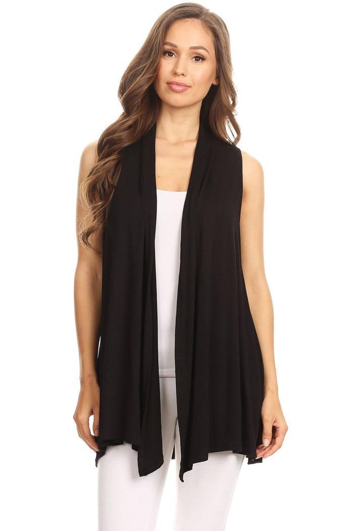 Open-Front Sleeveless Cardigan Product Image