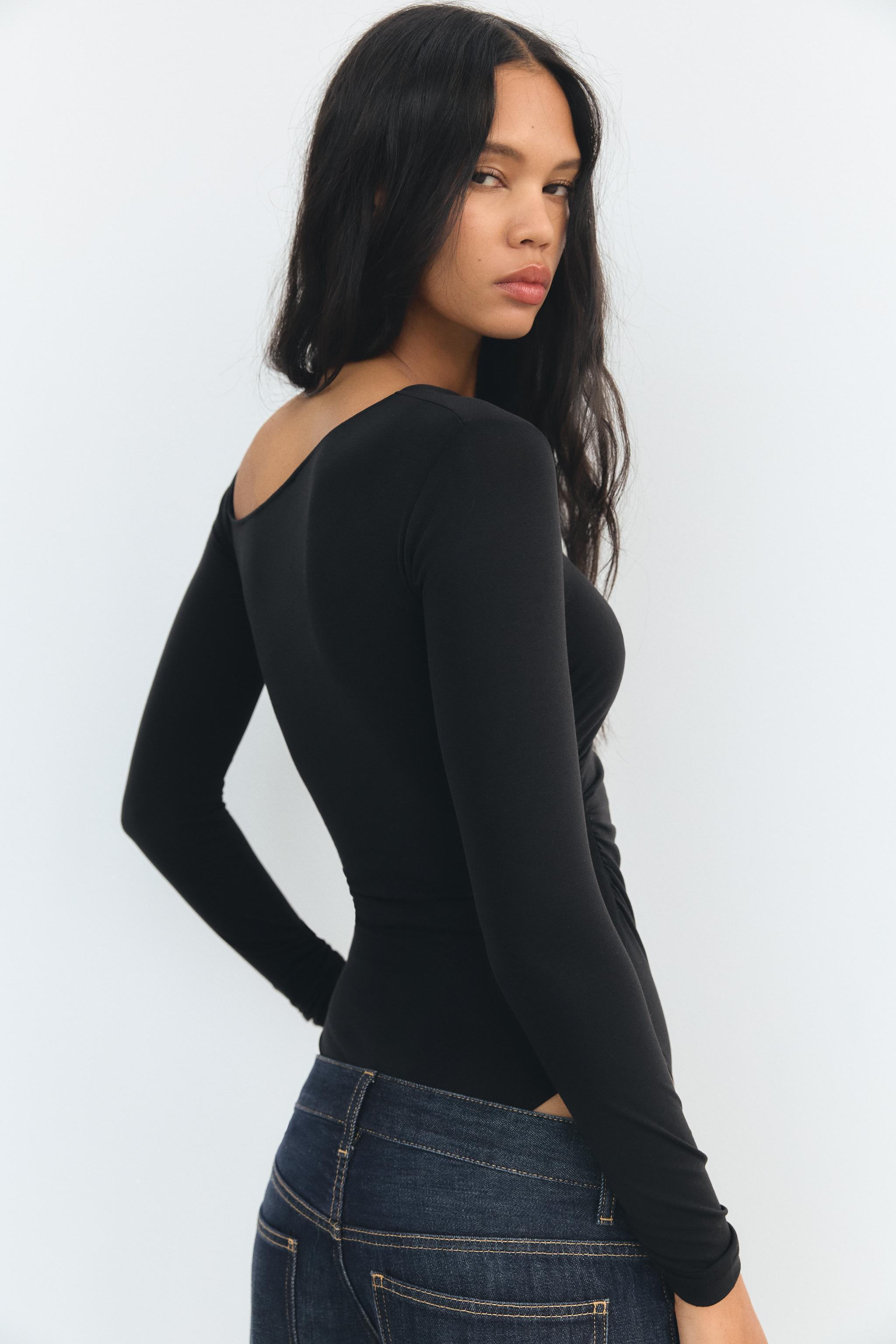 RUCHED ASYMMETRIC SOFT BODYSUIT Product Image