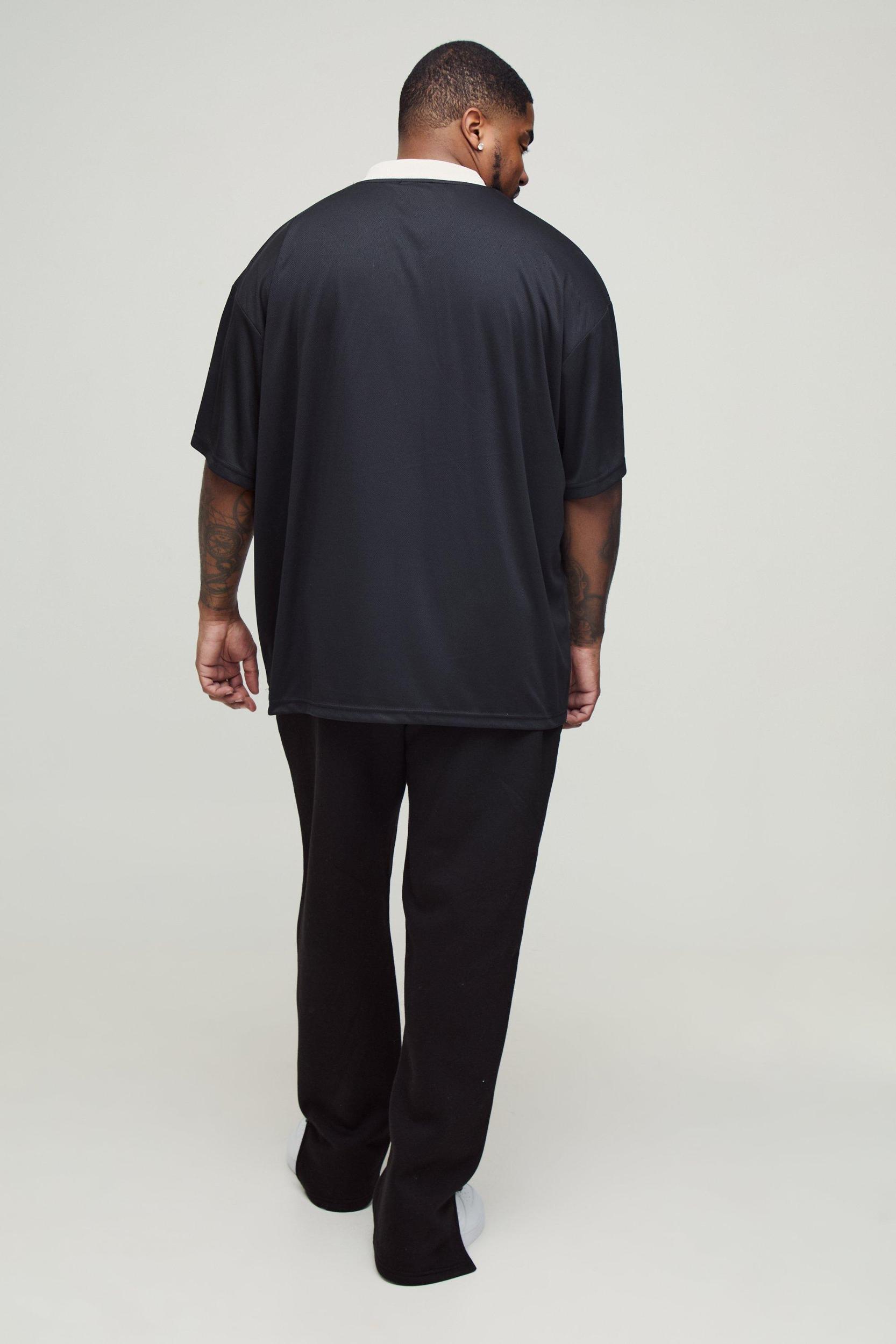 Plus Oversized V Neck Mesh T-shirt | boohooMAN USA Product Image