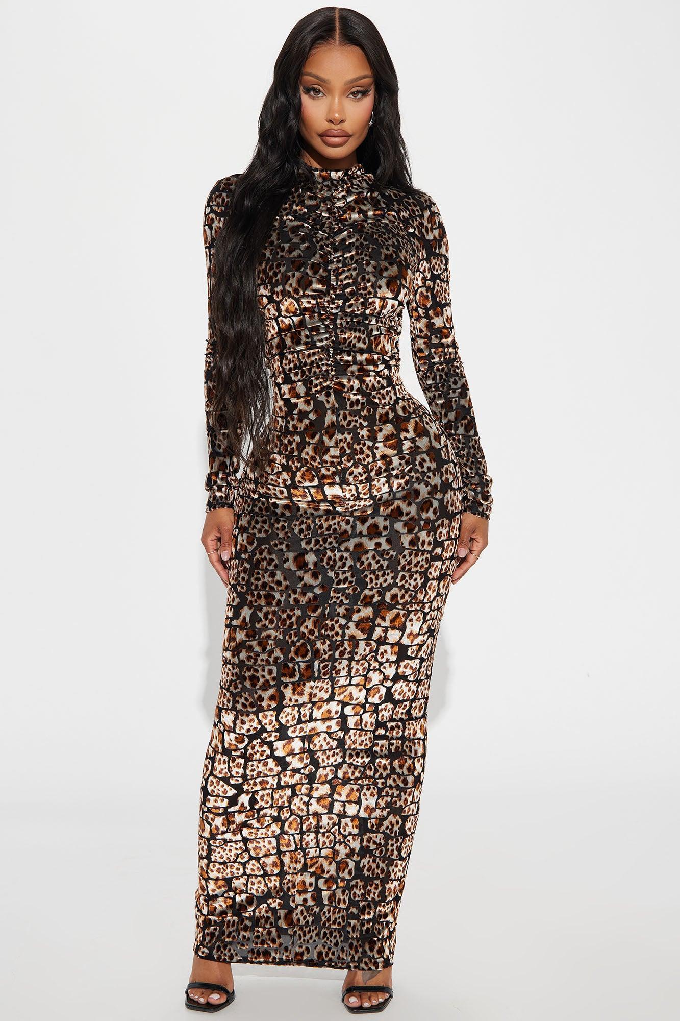 On Safari Velvet Maxi Dress - Leopard Product Image