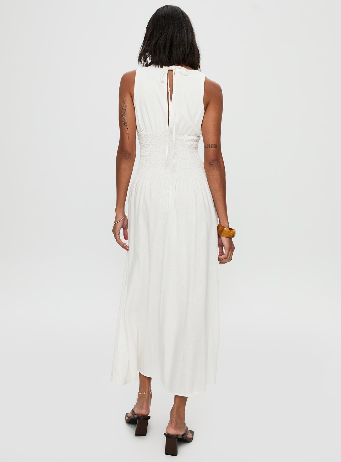 Lilienne Shirred Maxi Dress White Product Image