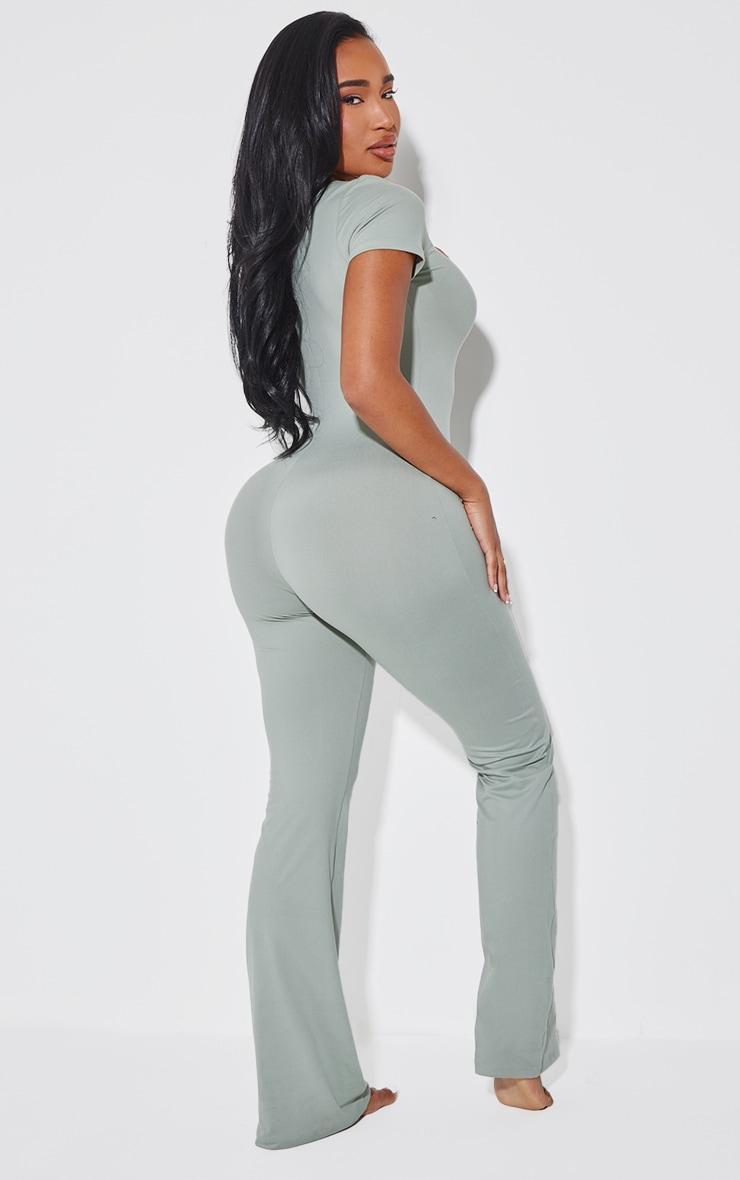 Shape Sage Green Sculpted Short Sleeve Jumpsuit Product Image